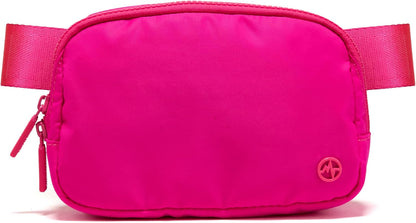 Two Way Zipper Fanny Pack Nylon Everywhere Belt Bag for Women, Water Repellent Waist Packs, Crossbody Bags with Adjustable Strap (Black).