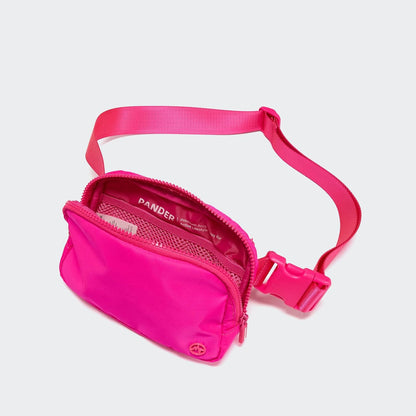 Two Way Zipper Fanny Pack Nylon Everywhere Belt Bag for Women, Water Repellent Waist Packs, Crossbody Bags with Adjustable Strap (Black).