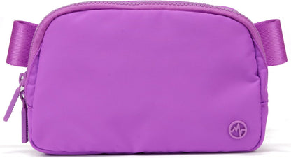 Two Way Zipper Fanny Pack Nylon Everywhere Belt Bag for Women, Water Repellent Waist Packs, Crossbody Bags with Adjustable Strap (Black).