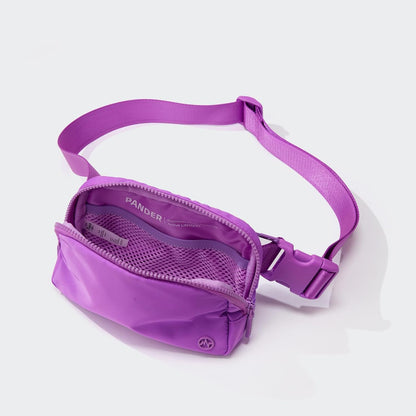 Two Way Zipper Fanny Pack Nylon Everywhere Belt Bag for Women, Water Repellent Waist Packs, Crossbody Bags with Adjustable Strap (Black).