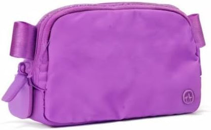 Two Way Zipper Fanny Pack Nylon Everywhere Belt Bag for Women, Water Repellent Waist Packs, Crossbody Bags with Adjustable Strap (Black).