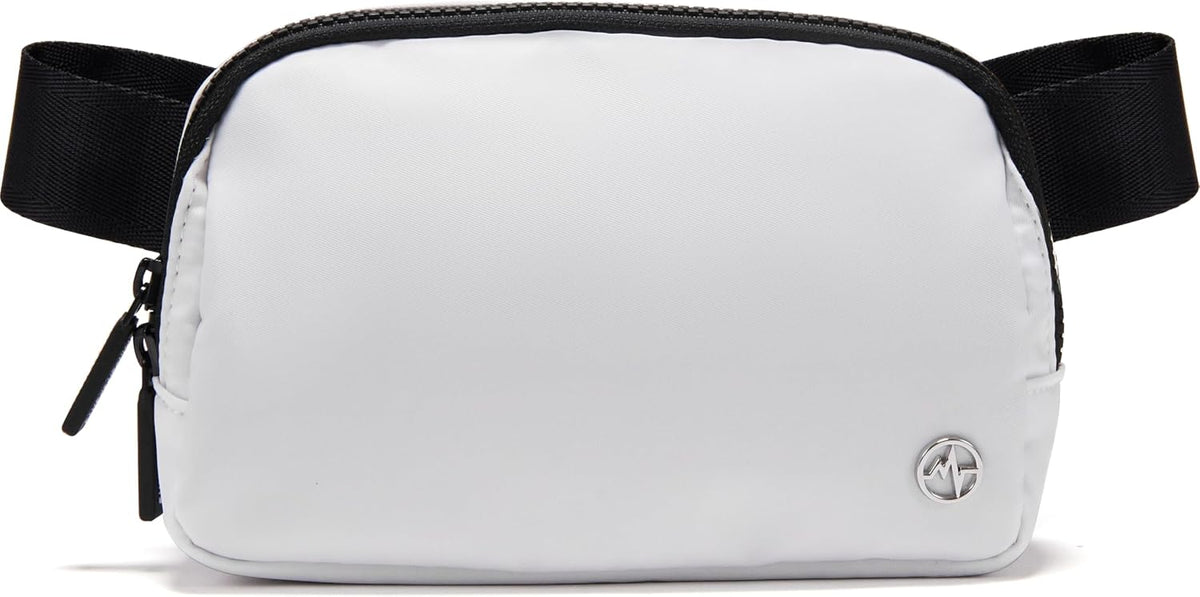 Two Way Zipper Fanny Pack Nylon Everywhere Belt Bag for Women, Water Repellent Waist Packs, Crossbody Bags with Adjustable Strap (Black).