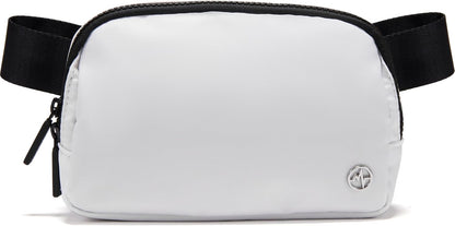 Two Way Zipper Fanny Pack Nylon Everywhere Belt Bag for Women, Water Repellent Waist Packs, Crossbody Bags with Adjustable Strap (Black).
