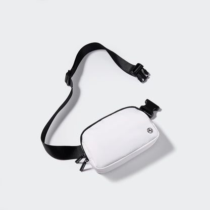 Two Way Zipper Fanny Pack Nylon Everywhere Belt Bag for Women, Water Repellent Waist Packs, Crossbody Bags with Adjustable Strap (Black).