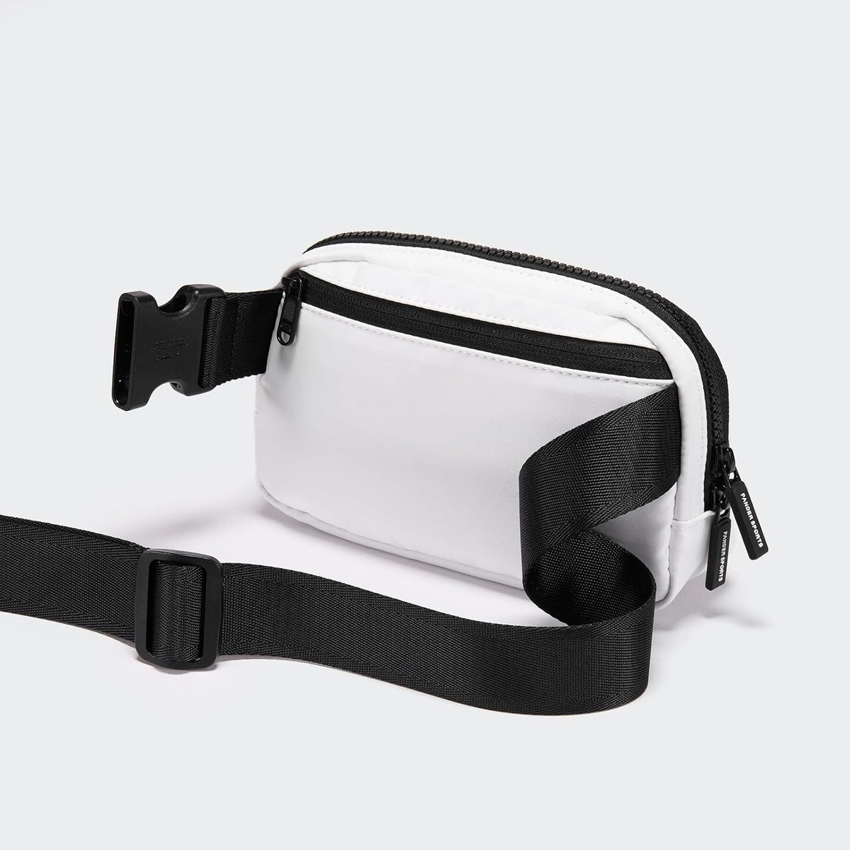Two Way Zipper Fanny Pack Nylon Everywhere Belt Bag for Women, Water Repellent Waist Packs, Crossbody Bags with Adjustable Strap (Black).