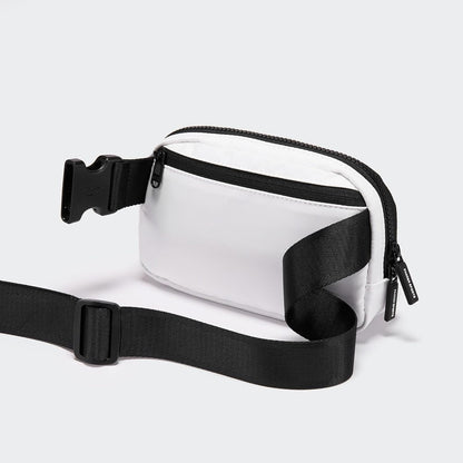 Two Way Zipper Fanny Pack Nylon Everywhere Belt Bag for Women, Water Repellent Waist Packs, Crossbody Bags with Adjustable Strap (Black).