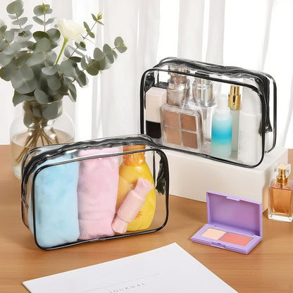 100 Pcs Clear Makeup Bags Bulk Graduation Dad Mon Gifts Bag Tsa Approved Toiletry Bag for Travel Transparent Cosmetic Bag PVC Waterproof Travel Small Pouches with Zipper for Men and Women(White)