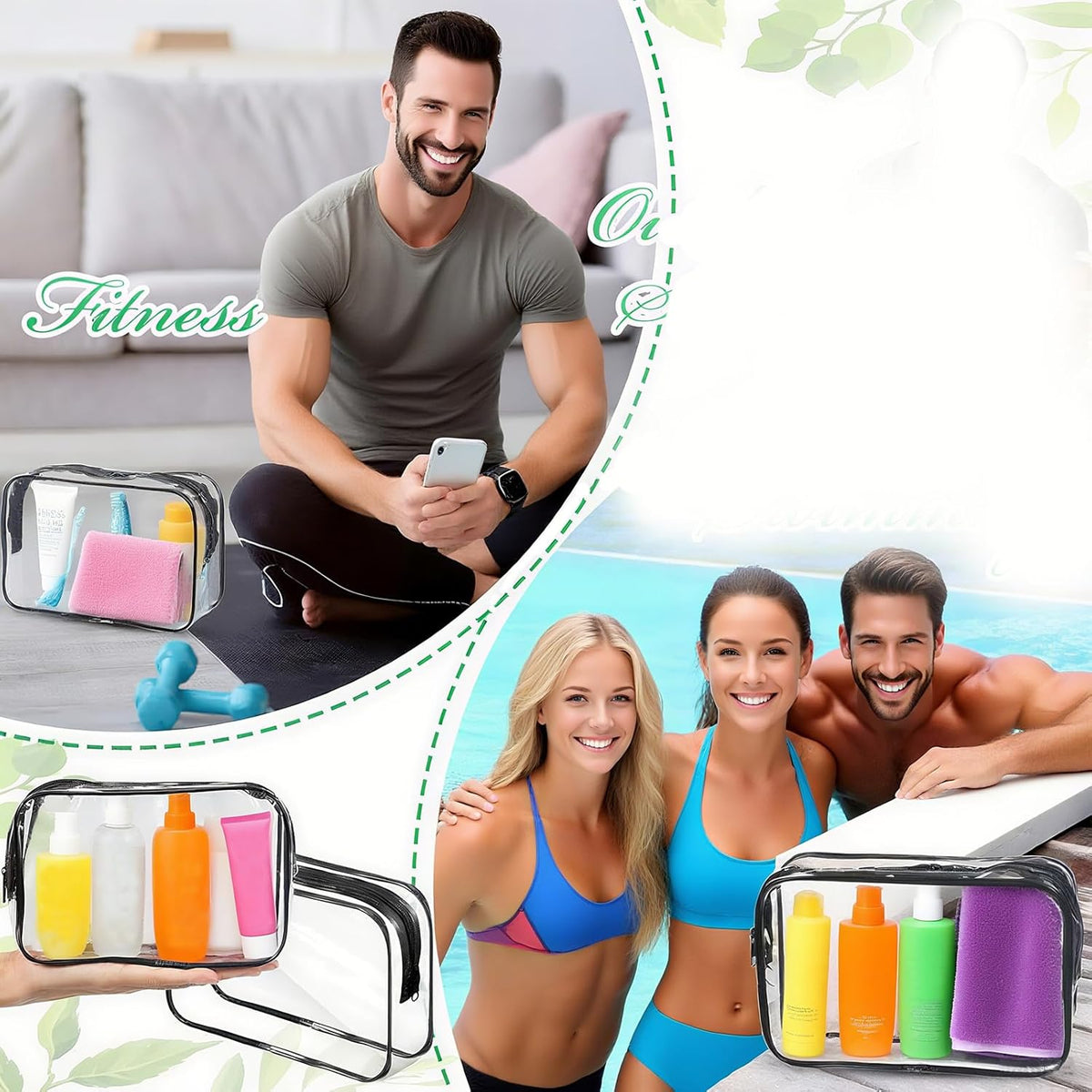 100 Pcs Clear Makeup Bags Bulk Graduation Dad Mon Gifts Bag Tsa Approved Toiletry Bag for Travel Transparent Cosmetic Bag PVC Waterproof Travel Small Pouches with Zipper for Men and Women(White)