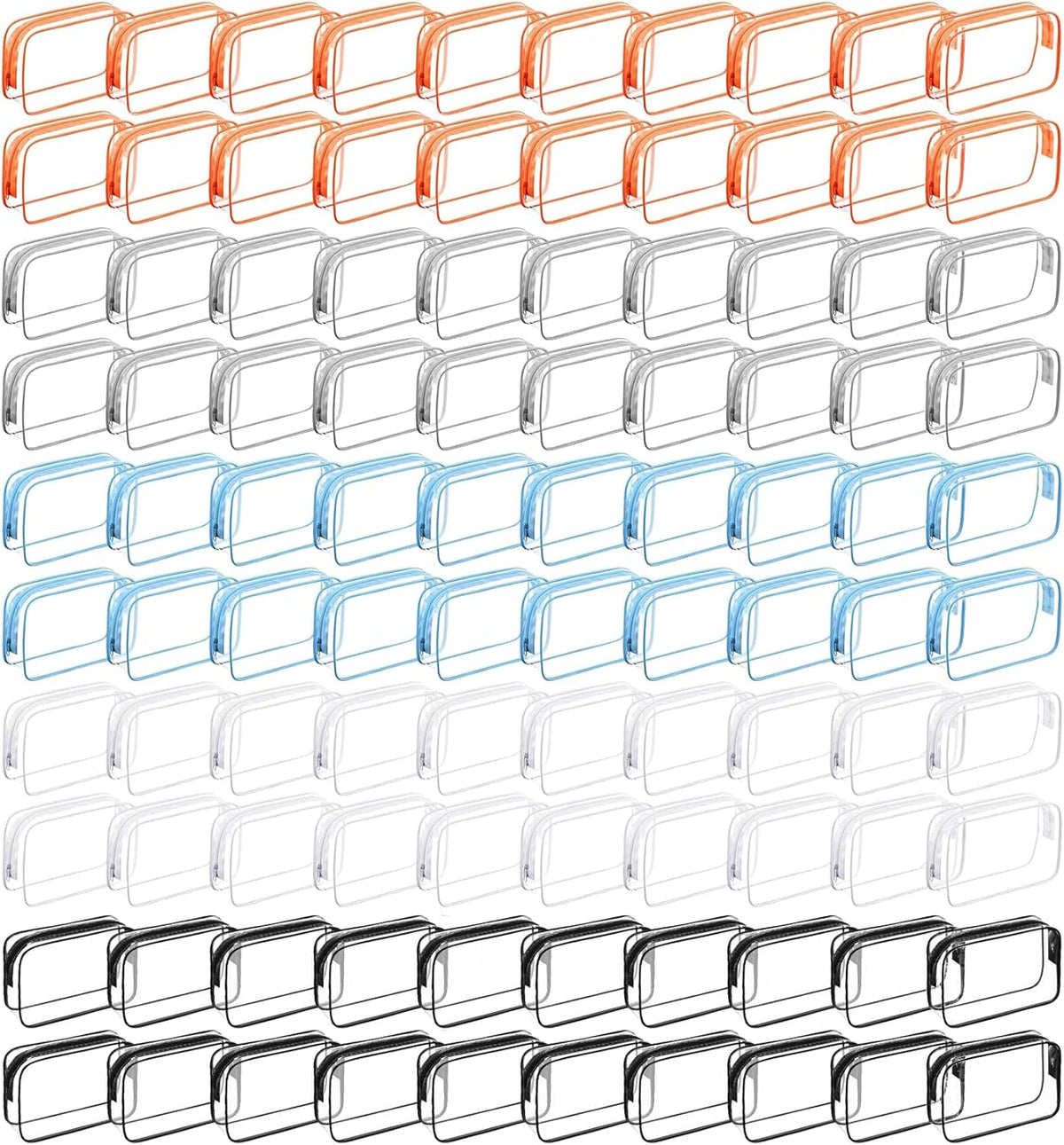 100 Pcs Clear Makeup Bags Bulk Graduation Dad Mon Gifts Bag Tsa Approved Toiletry Bag for Travel Transparent Cosmetic Bag PVC Waterproof Travel Small Pouches with Zipper for Men and Women(White)