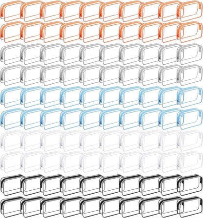 100 Pcs Clear Makeup Bags Bulk Graduation Dad Mon Gifts Bag Tsa Approved Toiletry Bag for Travel Transparent Cosmetic Bag PVC Waterproof Travel Small Pouches with Zipper for Men and Women(White)