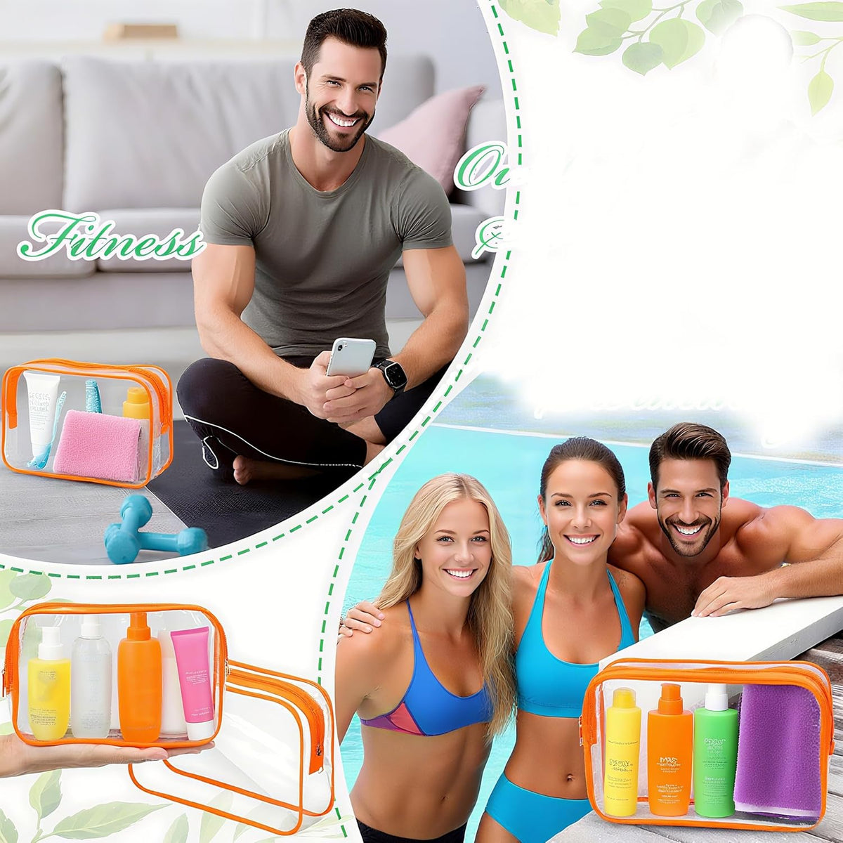 100 Pcs Clear Makeup Bags Bulk Graduation Dad Mon Gifts Bag Tsa Approved Toiletry Bag for Travel Transparent Cosmetic Bag PVC Waterproof Travel Small Pouches with Zipper for Men and Women(White)