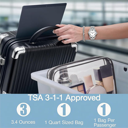 100 Pcs Clear Makeup Bags Bulk Graduation Dad Mon Gifts Bag Tsa Approved Toiletry Bag for Travel Transparent Cosmetic Bag PVC Waterproof Travel Small Pouches with Zipper for Men and Women(White)