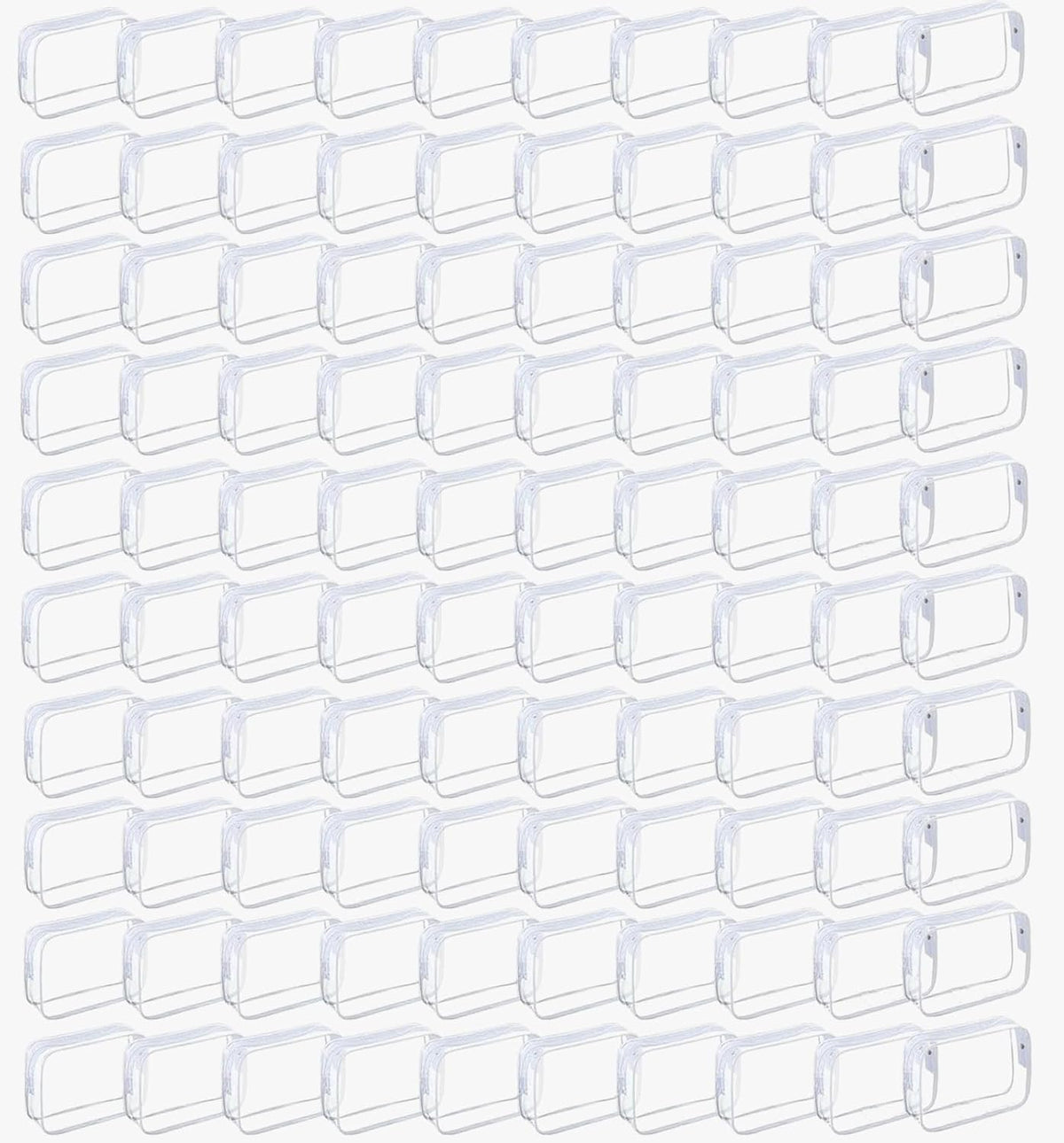 100 Pcs Clear Makeup Bags Bulk Graduation Dad Mon Gifts Bag Tsa Approved Toiletry Bag for Travel Transparent Cosmetic Bag PVC Waterproof Travel Small Pouches with Zipper for Men and Women(White)