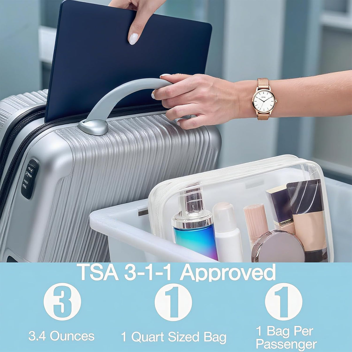 100 Pcs Clear Makeup Bags Bulk Graduation Dad Mon Gifts Bag Tsa Approved Toiletry Bag for Travel Transparent Cosmetic Bag PVC Waterproof Travel Small Pouches with Zipper for Men and Women(White)