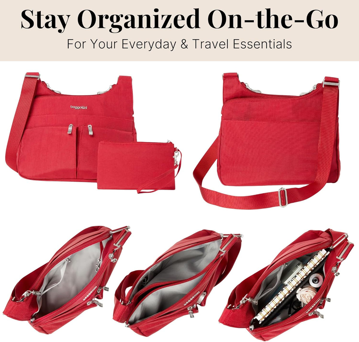Crossbody Travel Bag 11x8.5 Lightweight Water-resistant Nylon Handbag