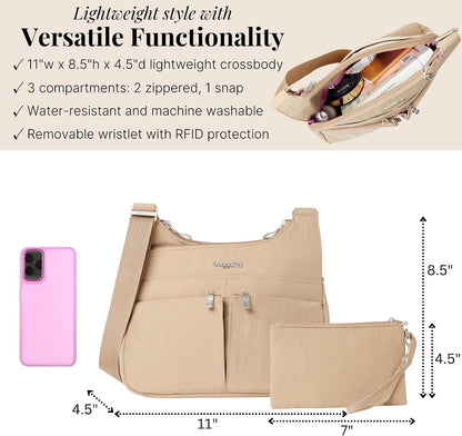 Crossbody Travel Bag 11x8.5 Lightweight Water-resistant Nylon Handbag