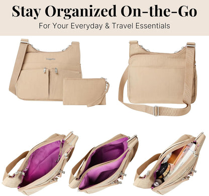 Crossbody Travel Bag 11x8.5 Lightweight Water-resistant Nylon Handbag