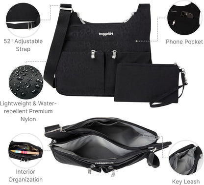 Crossbody Travel Bag 11x8.5 Lightweight Water-resistant Nylon Handbag