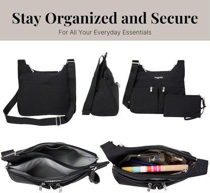 Crossbody Travel Bag 11x8.5 Lightweight Water-resistant Nylon Handbag