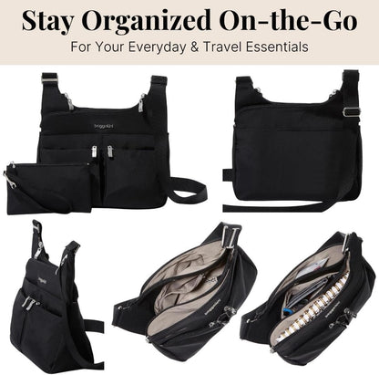 Crossbody Travel Bag 11x8.5 Lightweight Water-resistant Nylon Handbag