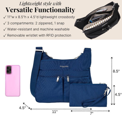 Crossbody Travel Bag 11x8.5 Lightweight Water-resistant Nylon Handbag
