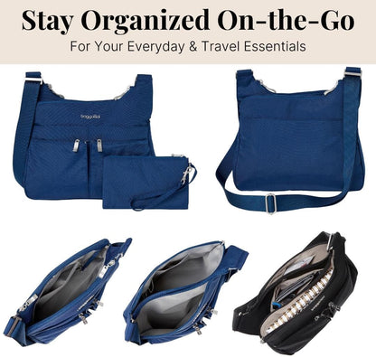 Crossbody Travel Bag 11x8.5 Lightweight Water-resistant Nylon Handbag