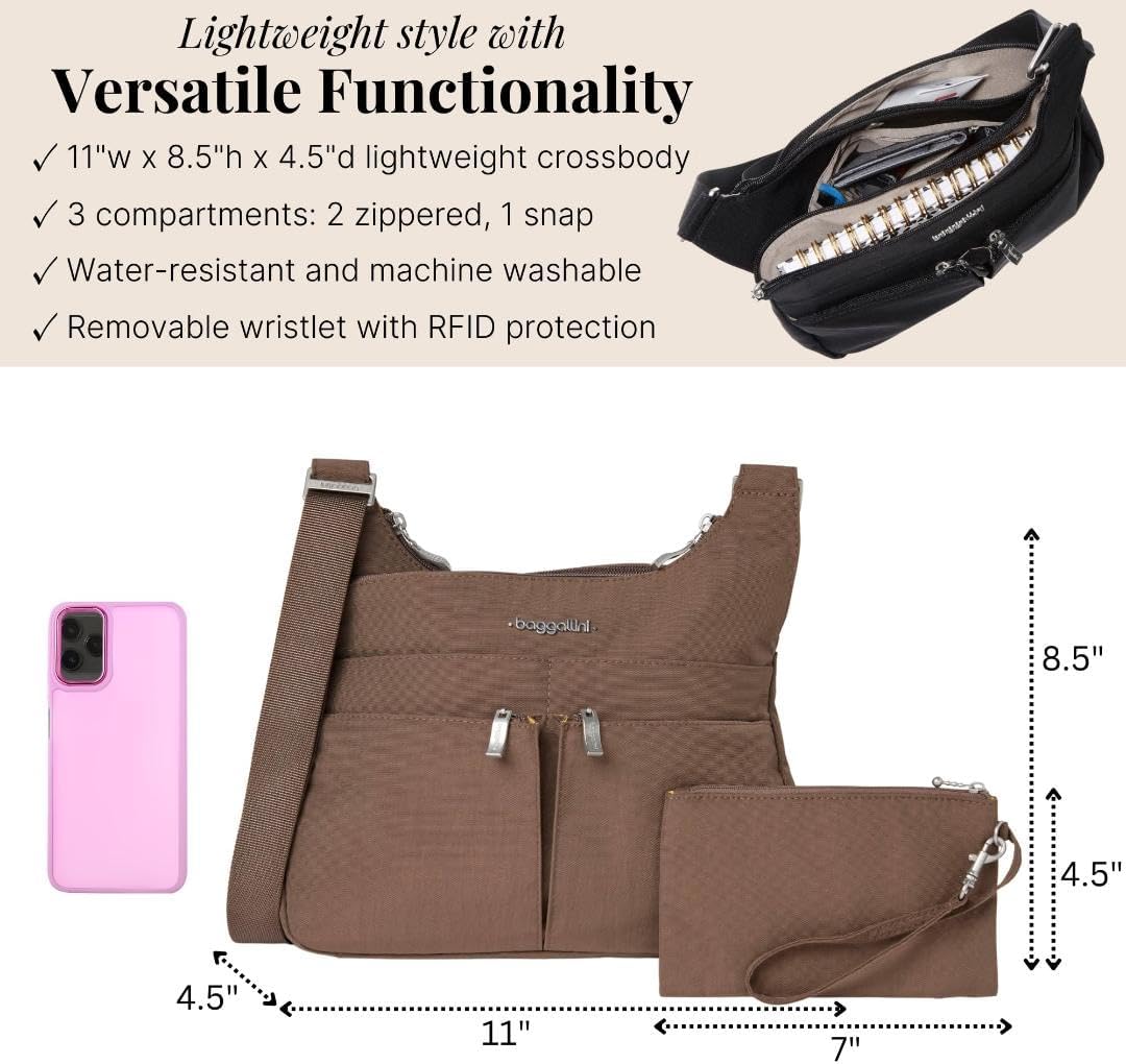 Crossbody Travel Bag 11x8.5 Lightweight Water-resistant Nylon Handbag