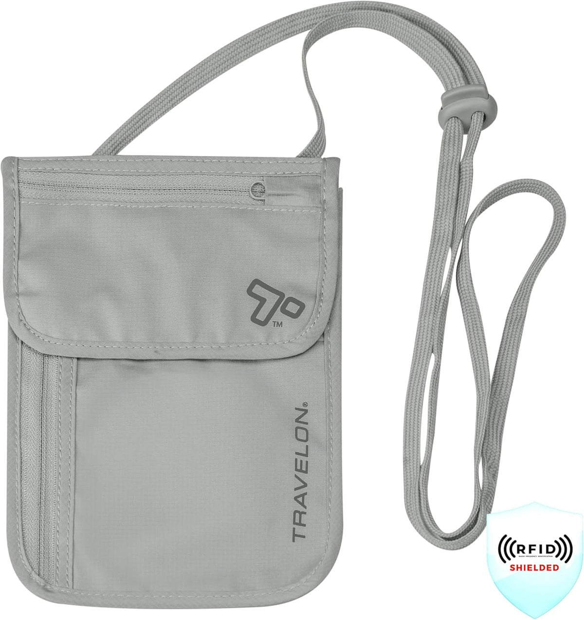 Rfid Blocking Undergarment Neck Pouch Travel Wallet, Gray, One Size