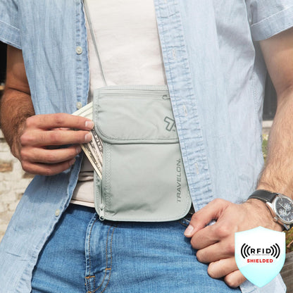 Rfid Blocking Undergarment Neck Pouch Travel Wallet, Gray, One Size