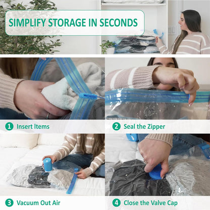 Travel Vacuum Storage Bags with Rechargeable Cordless USB Pump, Space Saver Bags for Luggage, Suitcase, Carry-On, for Clothes, Blankets, Bedding & Seasonal Storage,12 Combo