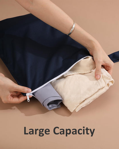 Wet Dry Bag, Waterproof Travel Bag for Baby Cloth Diapers, Swimsuit, Pump Parts, Pool, Gym Clothes, Toiletry, Strap to Stroller, Daycare,Food Storage and Wet Clothes(Navy Blue)