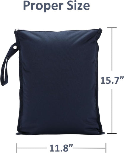 Wet Dry Bag, Waterproof Travel Bag for Baby Cloth Diapers, Swimsuit, Pump Parts, Pool, Gym Clothes, Toiletry, Strap to Stroller, Daycare,Food Storage and Wet Clothes(Navy Blue)