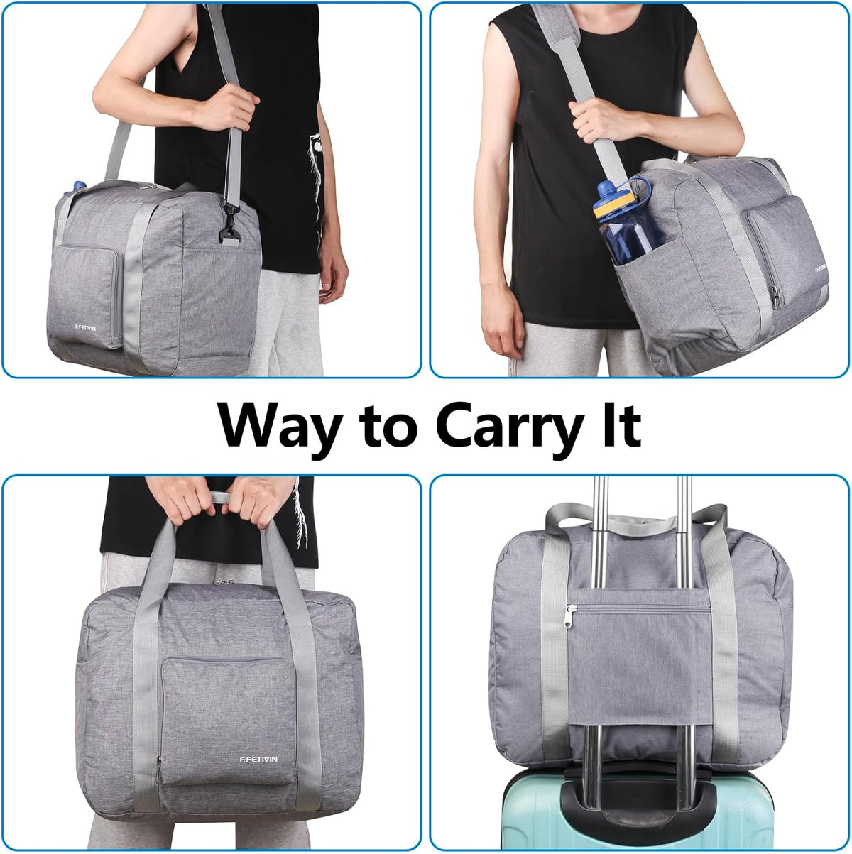 For Allegaint Airlines Personal Item Bag 17.7x12.6x6.3 Foldable Travel Duffel Bag Underseat Carry-on Luggage for Women and men 25L(Purple)