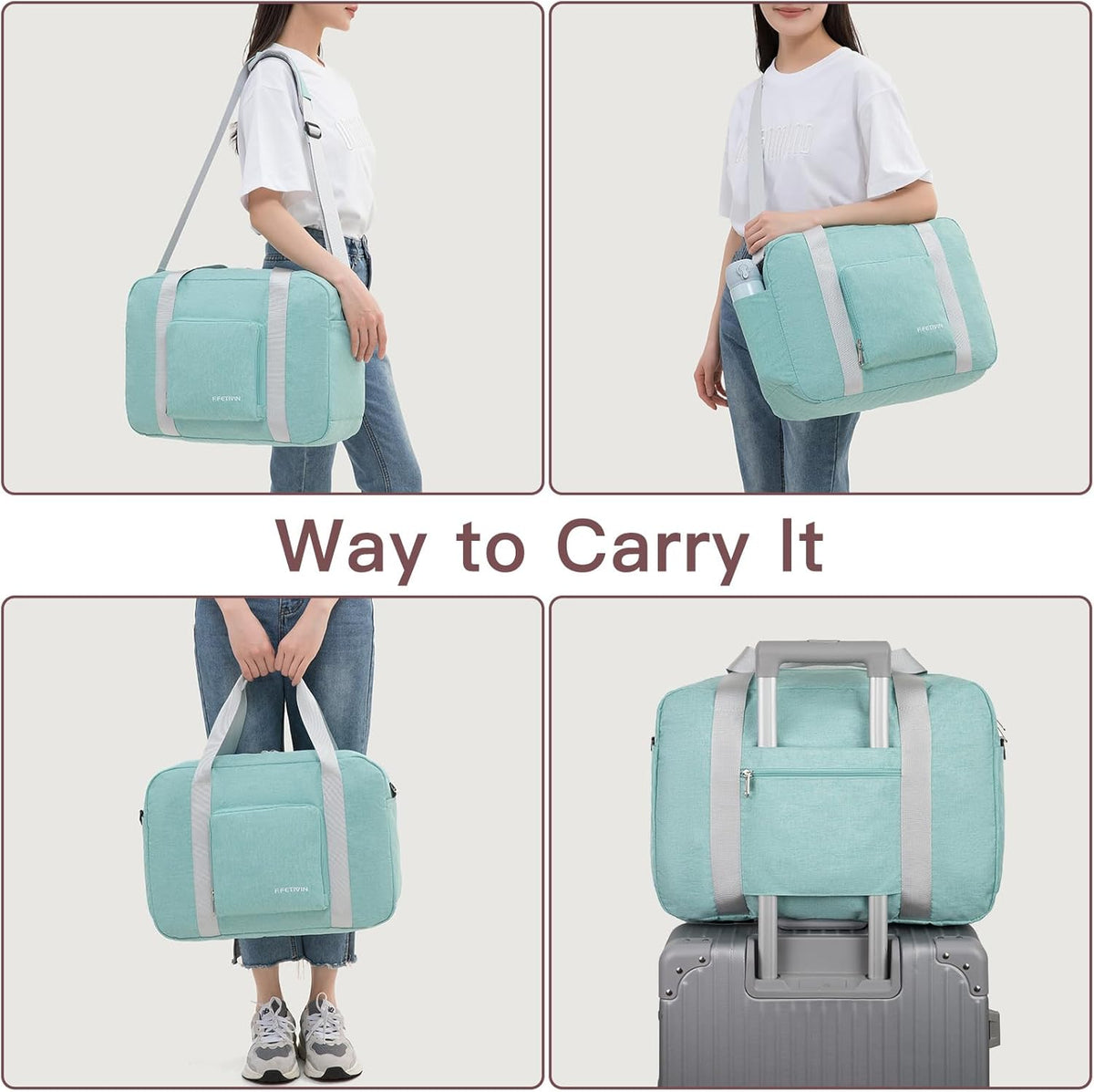 For Allegaint Airlines Personal Item Bag 17.7x12.6x6.3 Foldable Travel Duffel Bag Underseat Carry-on Luggage for Women and men 25L(Purple)
