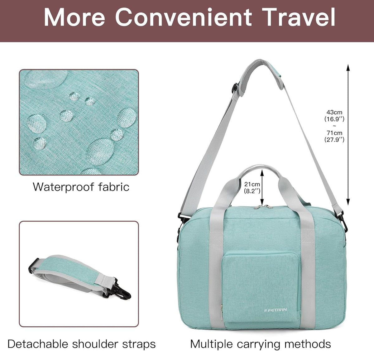 For Allegaint Airlines Personal Item Bag 17.7x12.6x6.3 Foldable Travel Duffel Bag Underseat Carry-on Luggage for Women and men 25L(Purple)