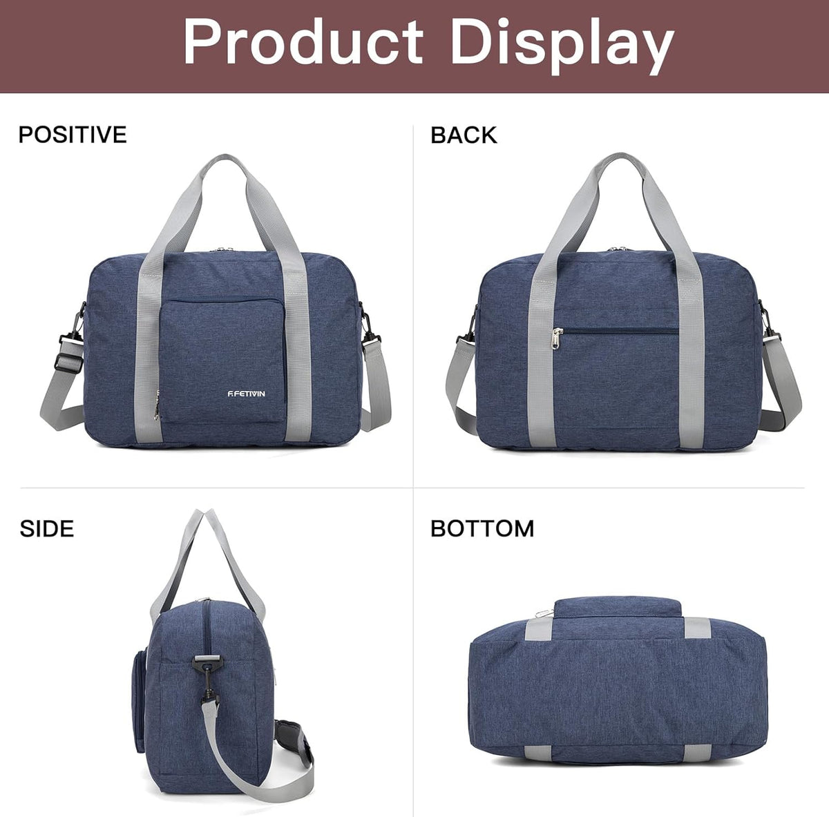 For Allegaint Airlines Personal Item Bag 17.7x12.6x6.3 Foldable Travel Duffel Bag Underseat Carry-on Luggage for Women and men 25L(Purple)