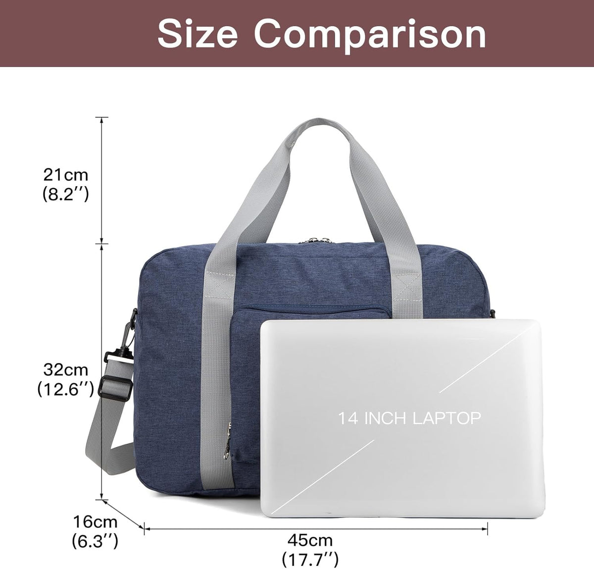 For Allegaint Airlines Personal Item Bag 17.7x12.6x6.3 Foldable Travel Duffel Bag Underseat Carry-on Luggage for Women and men 25L(Purple)