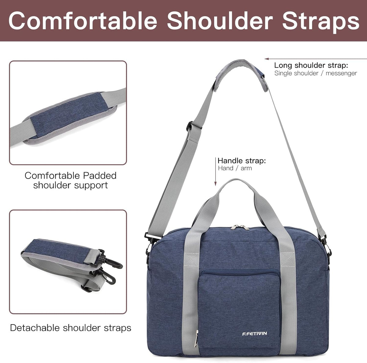 For Allegaint Airlines Personal Item Bag 17.7x12.6x6.3 Foldable Travel Duffel Bag Underseat Carry-on Luggage for Women and men 25L(Purple)