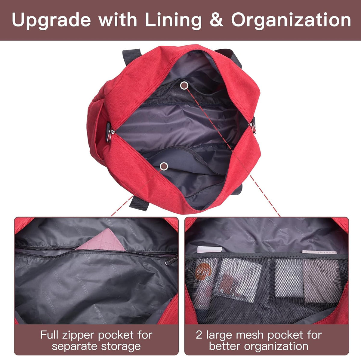 For Allegaint Airlines Personal Item Bag 17.7x12.6x6.3 Foldable Travel Duffel Bag Underseat Carry-on Luggage for Women and men 25L(Purple)