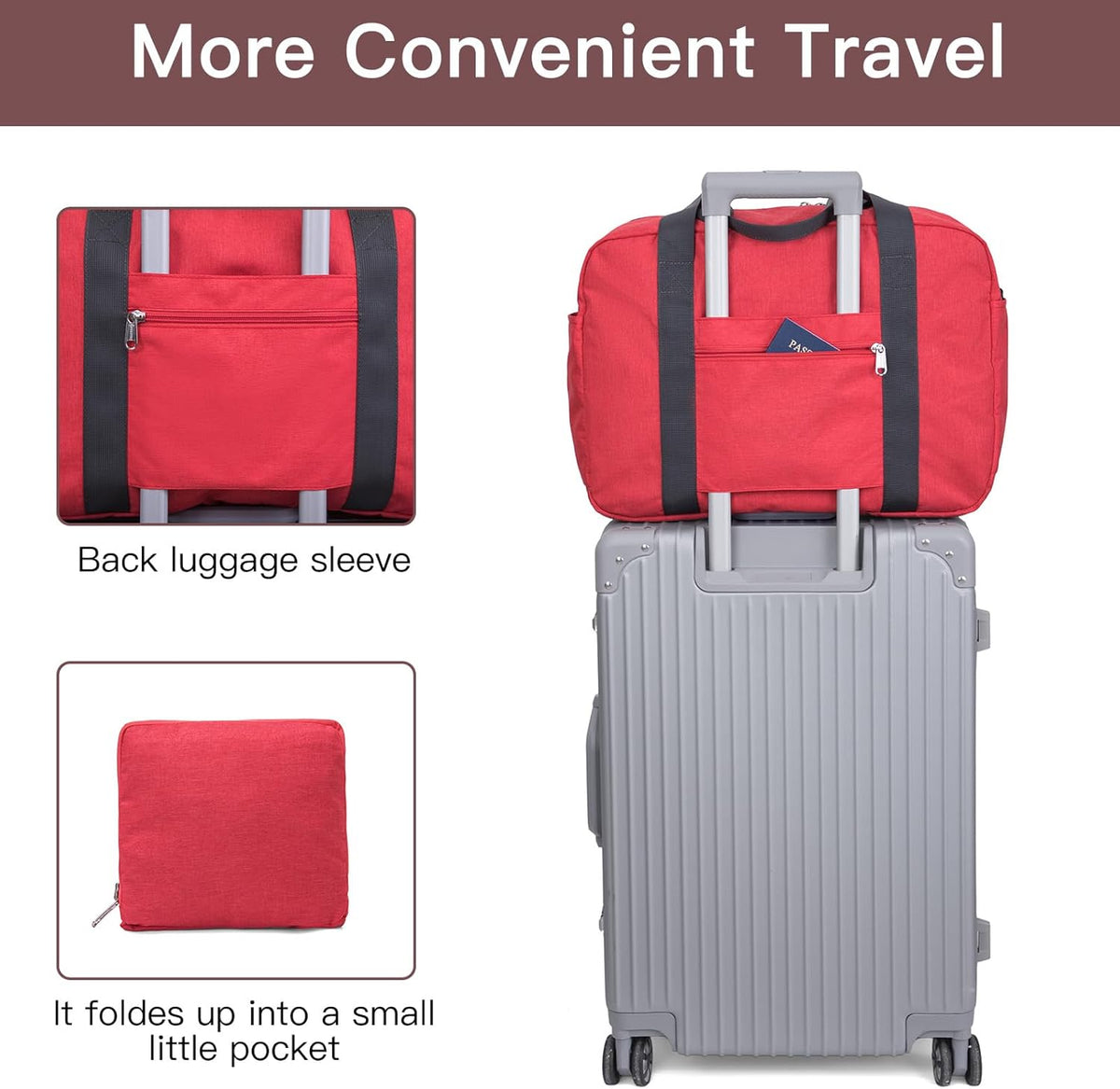For Allegaint Airlines Personal Item Bag 17.7x12.6x6.3 Foldable Travel Duffel Bag Underseat Carry-on Luggage for Women and men 25L(Purple)