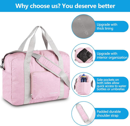 For Allegaint Airlines Personal Item Bag 17.7x12.6x6.3 Foldable Travel Duffel Bag Underseat Carry-on Luggage for Women and men 25L(Purple)