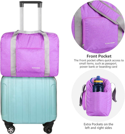 For Allegaint Airlines Personal Item Bag 17.7x12.6x6.3 Foldable Travel Duffel Bag Underseat Carry-on Luggage for Women and men 25L(Purple)