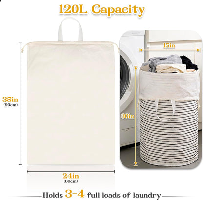 Extra Large Heavy Duty Laundry Bag for Dorm & Family | Tear-resistant 120L hamper liner holds 40lbs. Perfect washable sack for college dorms, laundromats, and seasonal storage