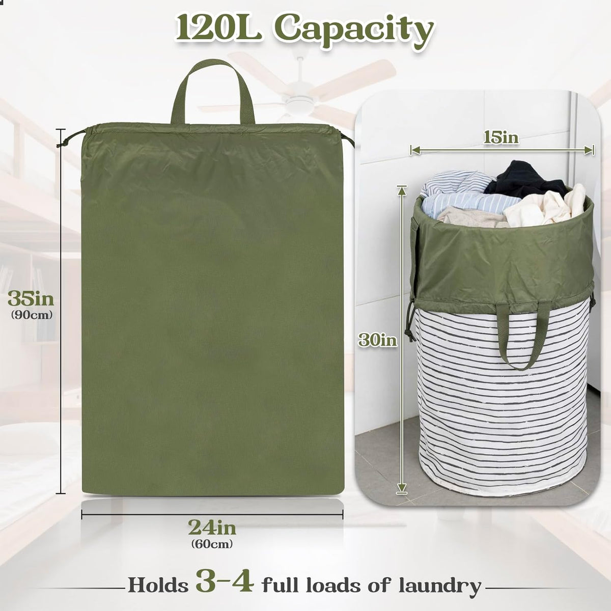 Extra Large Heavy Duty Laundry Bag for Dorm & Family | Tear-resistant 120L hamper liner holds 40lbs. Perfect washable sack for college dorms, laundromats, and seasonal storage