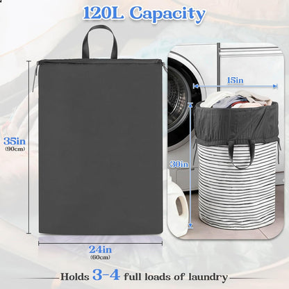 Extra Large Heavy Duty Laundry Bag for Dorm & Family | Tear-resistant 120L hamper liner holds 40lbs. Perfect washable sack for college dorms, laundromats, and seasonal storage