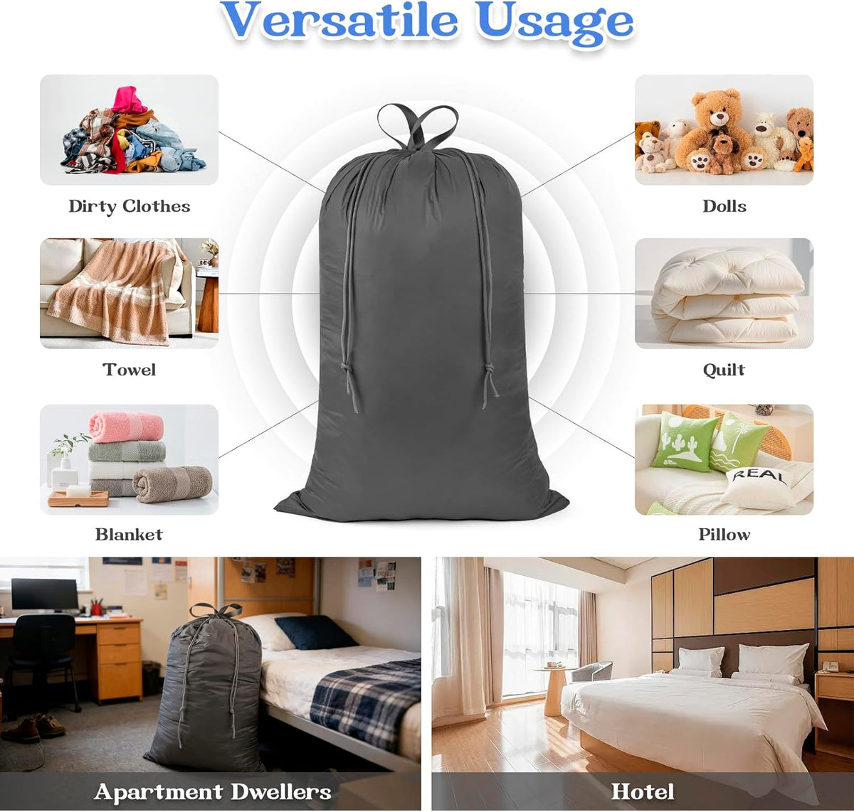 Extra Large Heavy Duty Laundry Bag for Dorm & Family | Tear-resistant 120L hamper liner holds 40lbs. Perfect washable sack for college dorms, laundromats, and seasonal storage