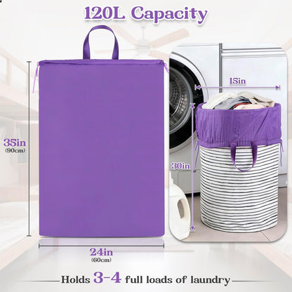 Extra Large Heavy Duty Laundry Bag for Dorm & Family | Tear-resistant 120L hamper liner holds 40lbs. Perfect washable sack for college dorms, laundromats, and seasonal storage