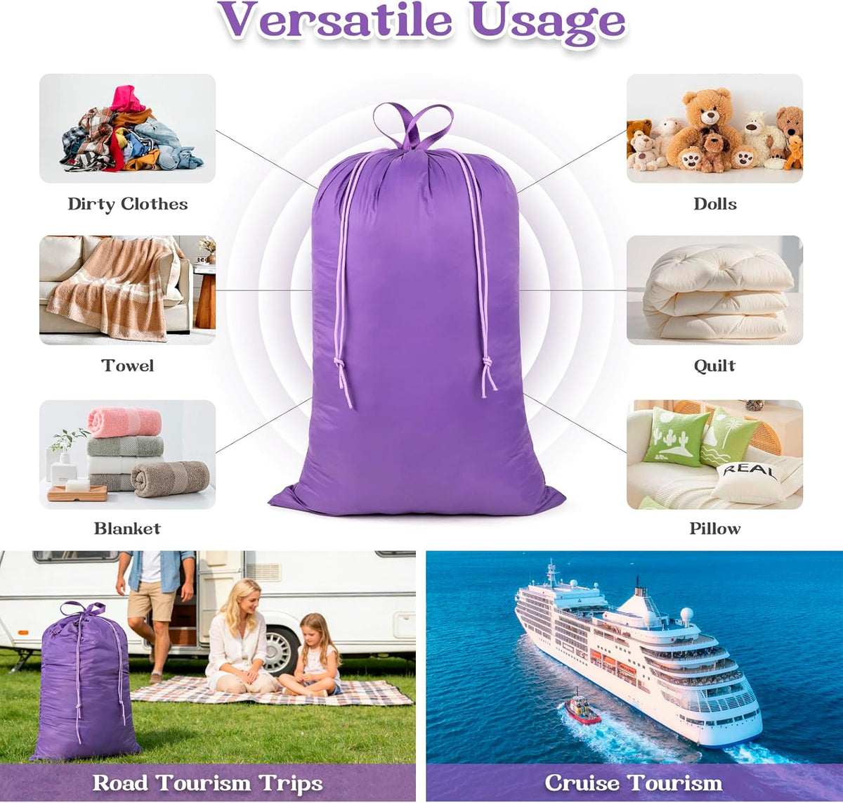Extra Large Heavy Duty Laundry Bag for Dorm & Family | Tear-resistant 120L hamper liner holds 40lbs. Perfect washable sack for college dorms, laundromats, and seasonal storage