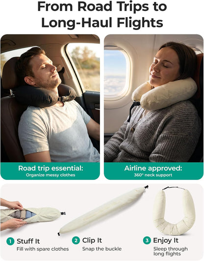 6 Set Packing Cubes for Travel with Budget Airline Neck Pillow | Travel essentials, Premium Taslan luggage organizers for all suitcases, Ultimate budget airline hack, 100% Personal item safe
