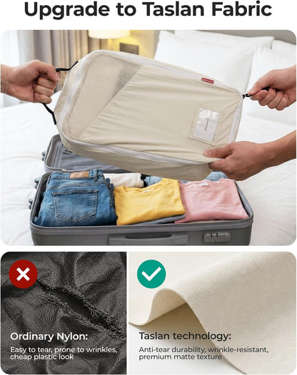 6 Set Packing Cubes for Travel with Budget Airline Neck Pillow | Travel essentials, Premium Taslan luggage organizers for all suitcases, Ultimate budget airline hack, 100% Personal item safe
